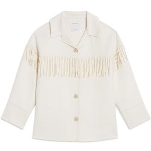 Sandro Paris Brandon Wool Fringe Jacket